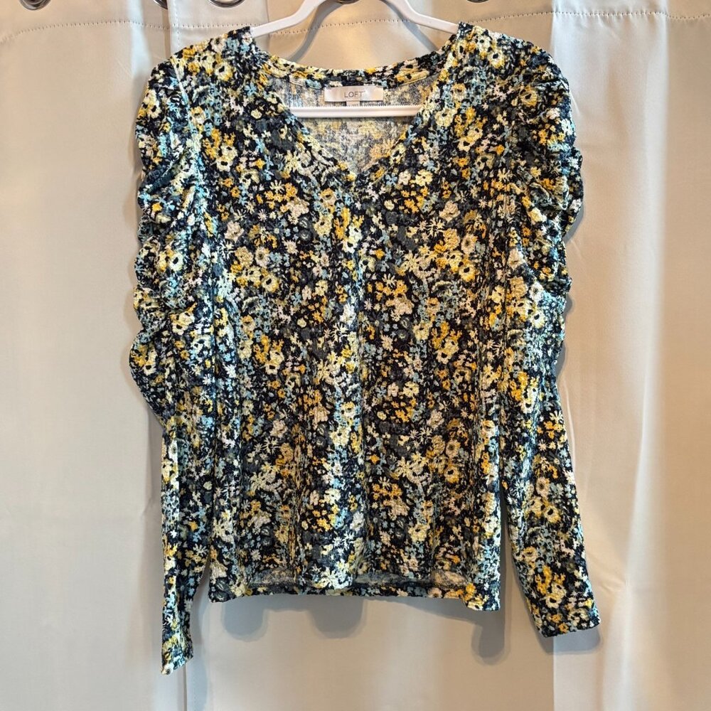 Loft Womens Top Large Blue Floral Witchy Fairygrunge‎ Boho Indie Hippie 19068